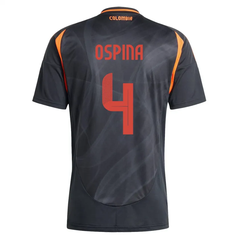 Danxen Donna Maglia Colombia Diana Ospina #4 Nero Kit Gara Away 24-26 Maglietta