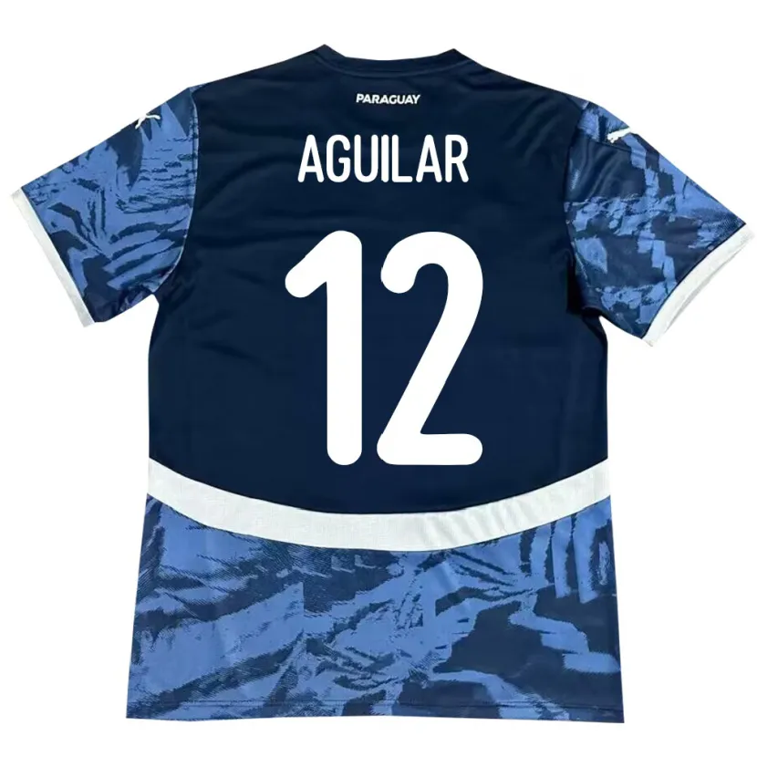 Danxen Donna Maglia Paraguay Alfredo Aguilar #12 Blu Kit Gara Away 24-26 Maglietta