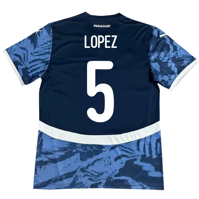 Danxen Donna Maglia Paraguay Óscar López #5 Blu Kit Gara Away 24-26 Maglietta