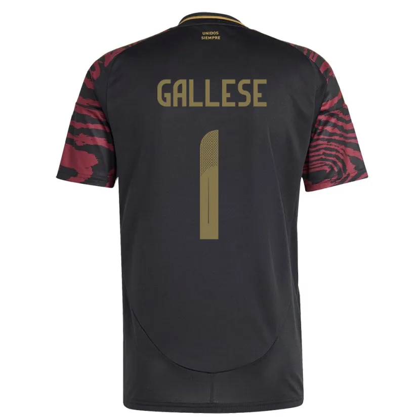 Danxen Donna Maglia Perù Pedro Gallese #1 Nero Kit Gara Away 24-26 Maglietta