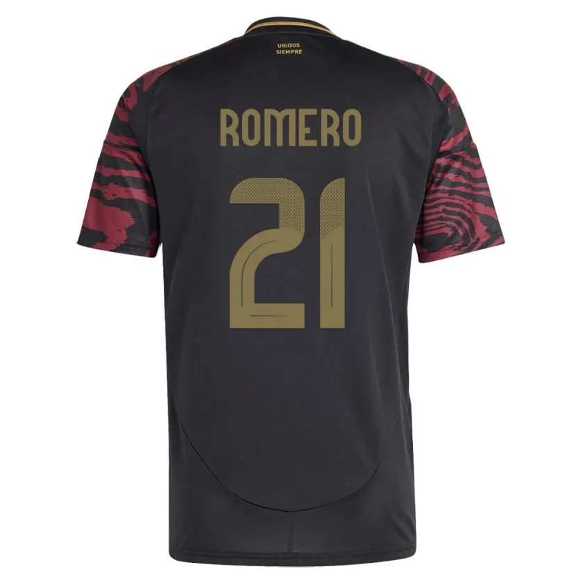 Danxen Donna Maglia Perù Diego Romero #21 Nero Kit Gara Away 24-26 Maglietta
