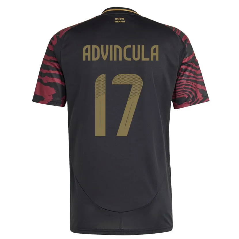 Danxen Donna Maglia Perù Luis Advíncula #17 Nero Kit Gara Away 24-26 Maglietta