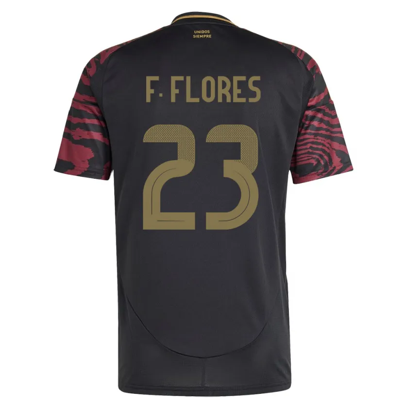Danxen Donna Maglia Perù Franchesco Flores #23 Nero Kit Gara Away 24-26 Maglietta
