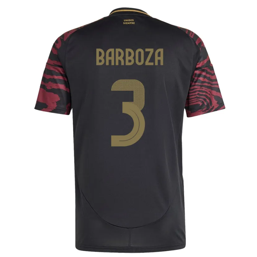 Danxen Donna Maglia Perù Matías Barboza #3 Nero Kit Gara Away 24-26 Maglietta