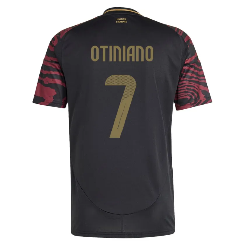 Danxen Donna Maglia Perù Steffani Otiniano #7 Nero Kit Gara Away 24-26 Maglietta
