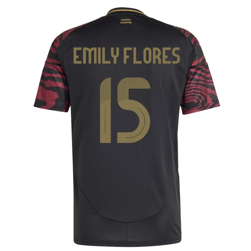 Danxen Donna Maglia Perù Emily Flores #15 Nero Kit Gara Away 24-26 Maglietta