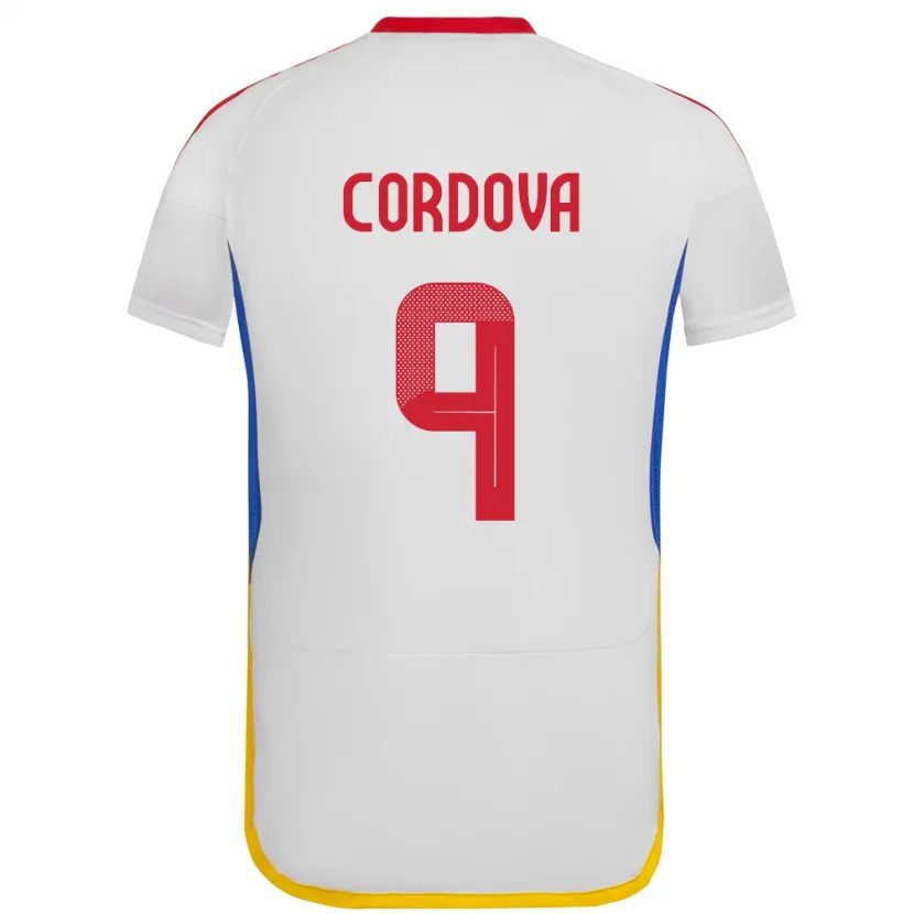 Danxen Donna Maglia Venezuela Sergio Córdova #9 Bianco Kit Gara Away 24-26 Maglietta