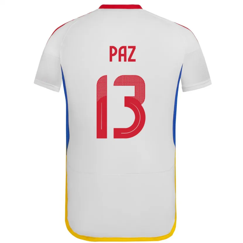 Danxen Donna Maglia Venezuela Jesús Paz #13 Bianco Kit Gara Away 24-26 Maglietta