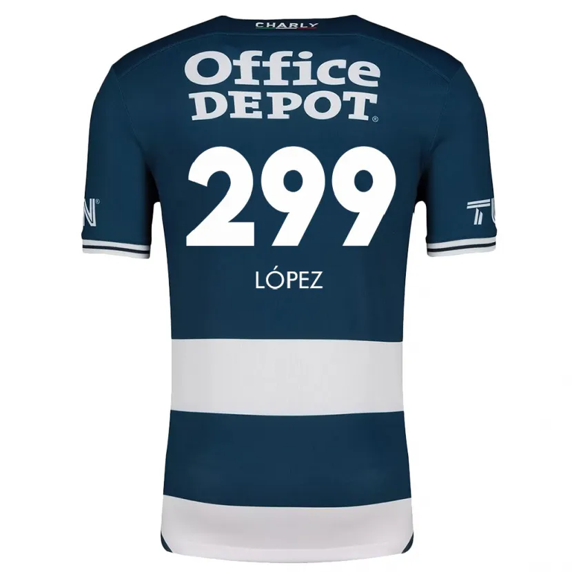 Danxen Bambino Maglia Santiago López #299 Blu Bianco Kit Gara Home 2024/25 Maglietta