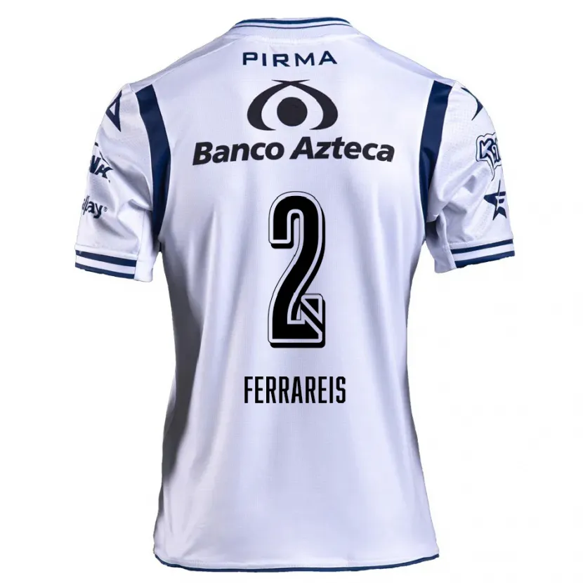 Danxen Bambino Maglia Gustavo Ferrareis #2 Bianco Blu Navy Kit Gara Home 2024/25 Maglietta