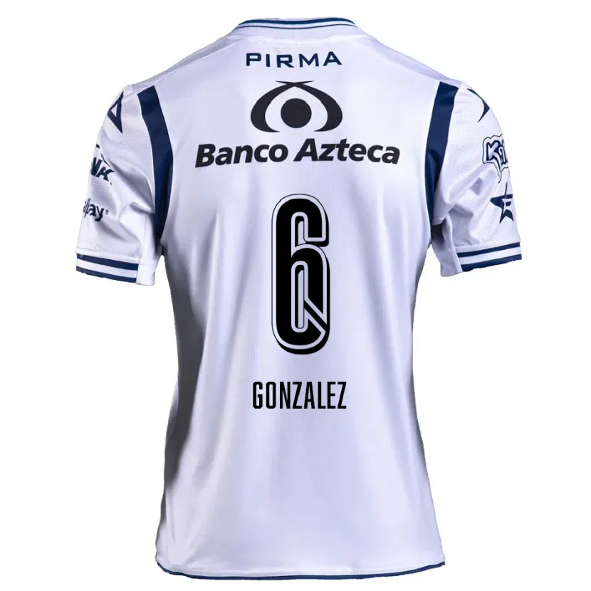 Danxen Bambino Maglia Pablo González #6 Bianco Blu Navy Kit Gara Home 2024/25 Maglietta