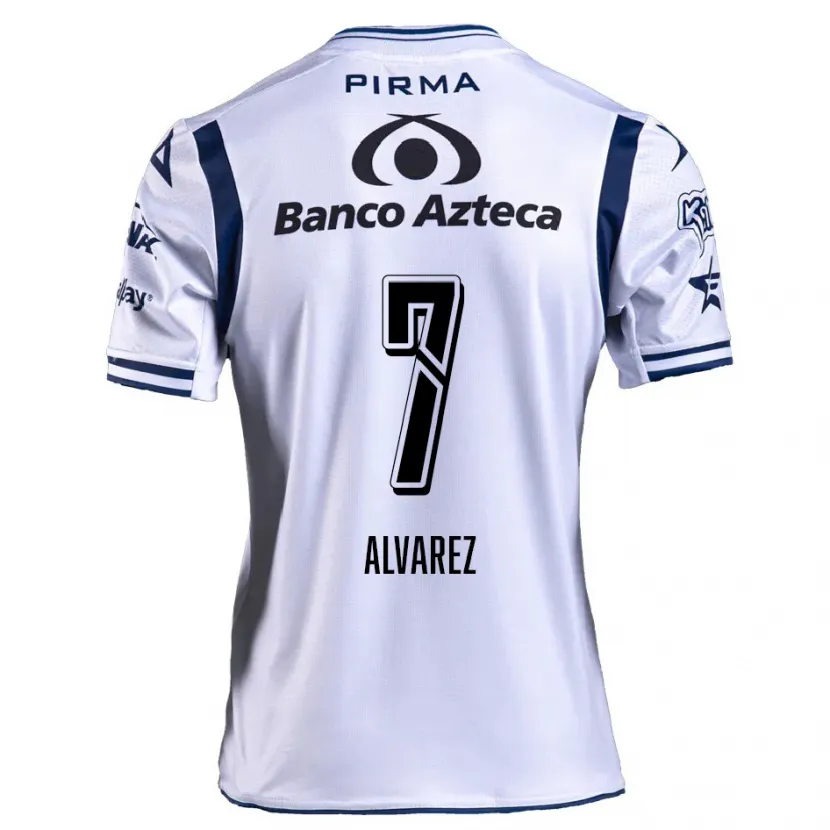 Danxen Bambino Maglia Daniel Álvarez #7 Bianco Blu Navy Kit Gara Home 2024/25 Maglietta