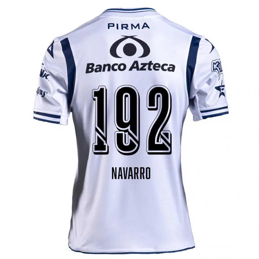 Danxen Bambino Maglia Eduardo Navarro #192 Bianco Blu Navy Kit Gara Home 2024/25 Maglietta