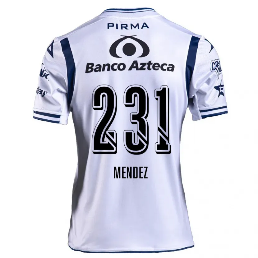 Danxen Bambino Maglia Alejandro Méndez #231 Bianco Blu Navy Kit Gara Home 2024/25 Maglietta