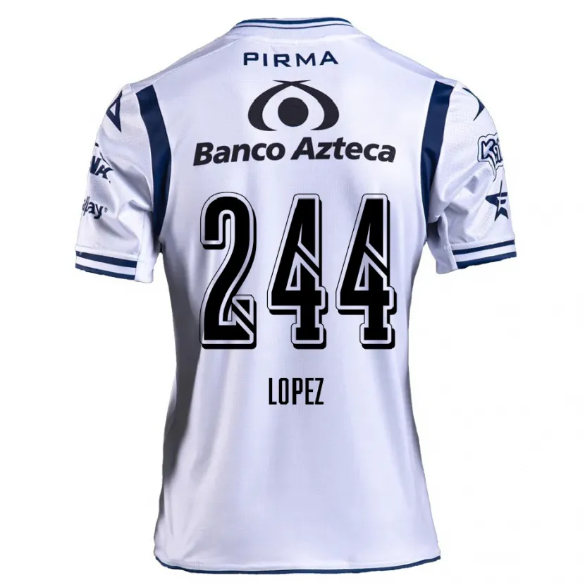 Danxen Bambino Maglia Daniel López #244 Bianco Blu Navy Kit Gara Home 2024/25 Maglietta