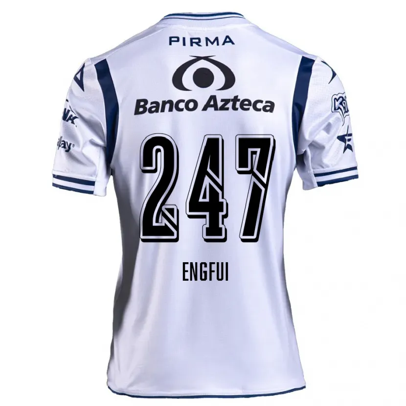 Danxen Bambino Maglia Emilio Engfui #247 Bianco Blu Navy Kit Gara Home 2024/25 Maglietta