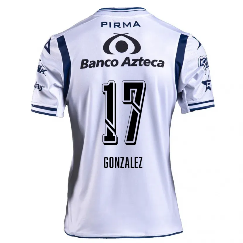 Danxen Bambino Maglia Andrea González #17 Bianco Blu Navy Kit Gara Home 2024/25 Maglietta