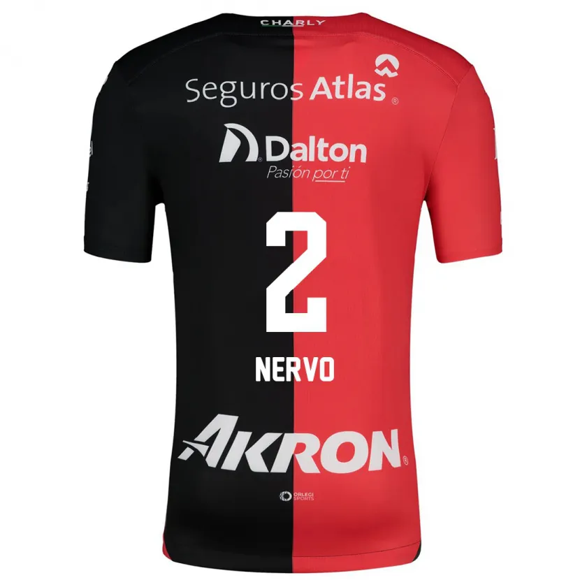 Danxen Bambino Maglia Hugo Nervo #2 Rosso Nero Kit Gara Home 2024/25 Maglietta