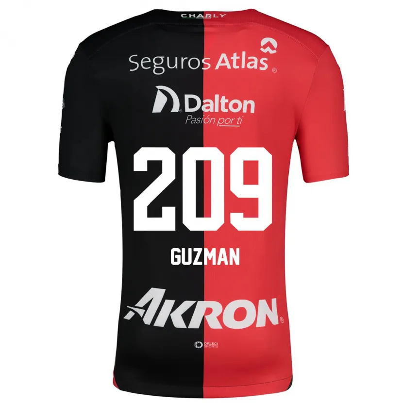 Danxen Bambino Maglia Jorge Guzmán #209 Rosso Nero Kit Gara Home 2024/25 Maglietta