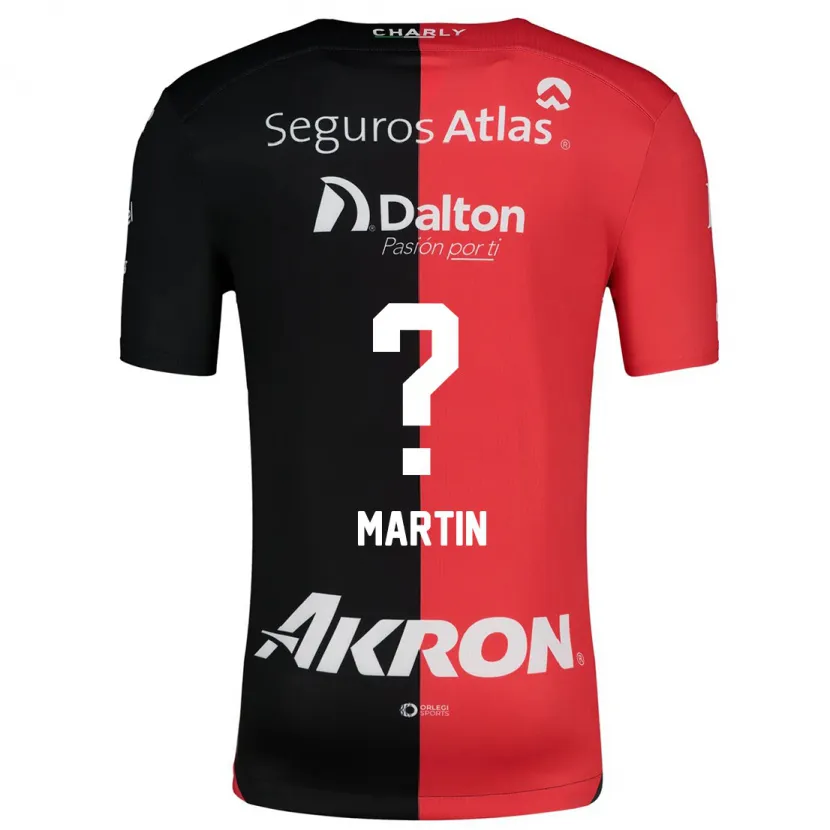 Danxen Bambino Maglia Juan Martín #0 Rosso Nero Kit Gara Home 2024/25 Maglietta