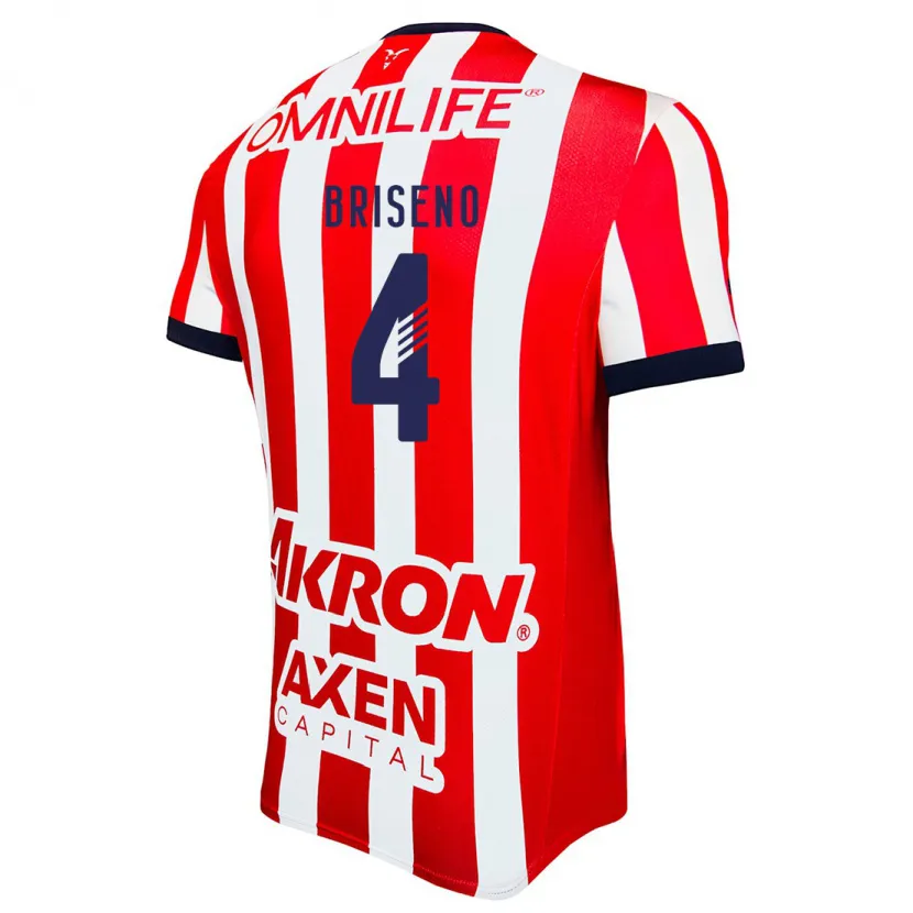 Danxen Bambino Maglia Antonio Briseño #4 Rosso Bianco Blu Kit Gara Home 2024/25 Maglietta