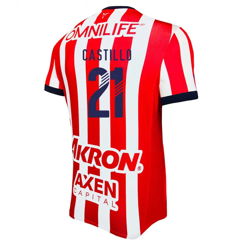 Danxen Bambino Maglia José Castillo #21 Rosso Bianco Blu Kit Gara Home 2024/25 Maglietta