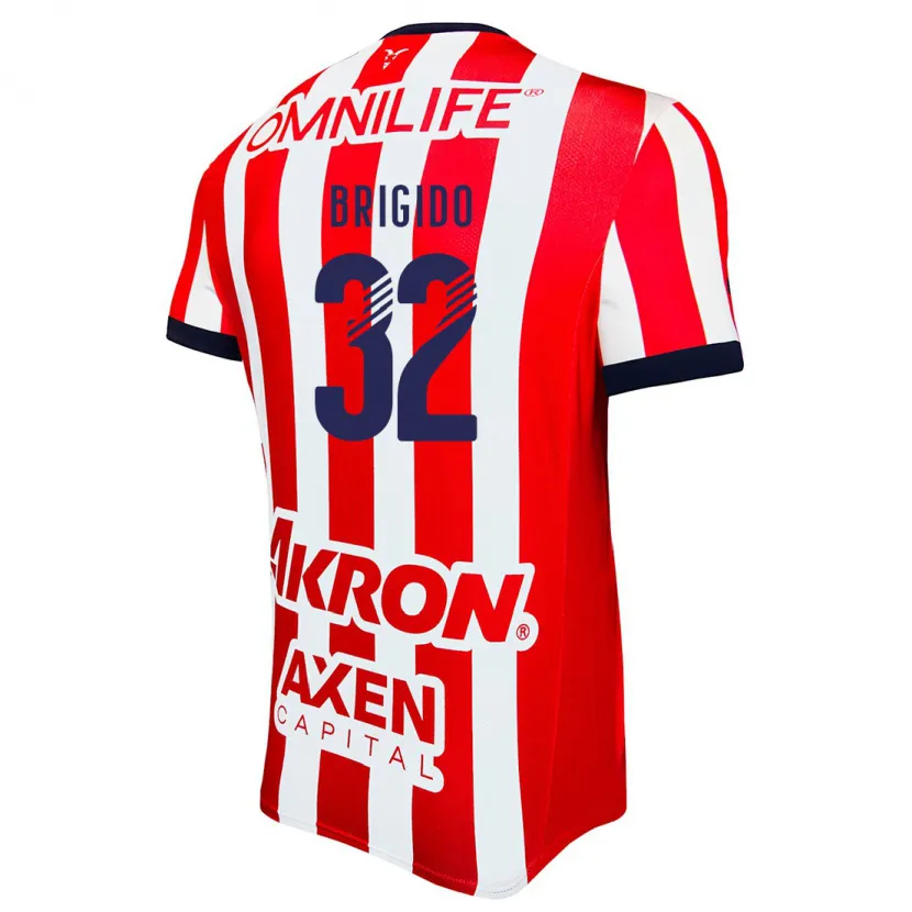 Danxen Bambino Maglia Jesús Brígido #32 Rosso Bianco Blu Kit Gara Home 2024/25 Maglietta