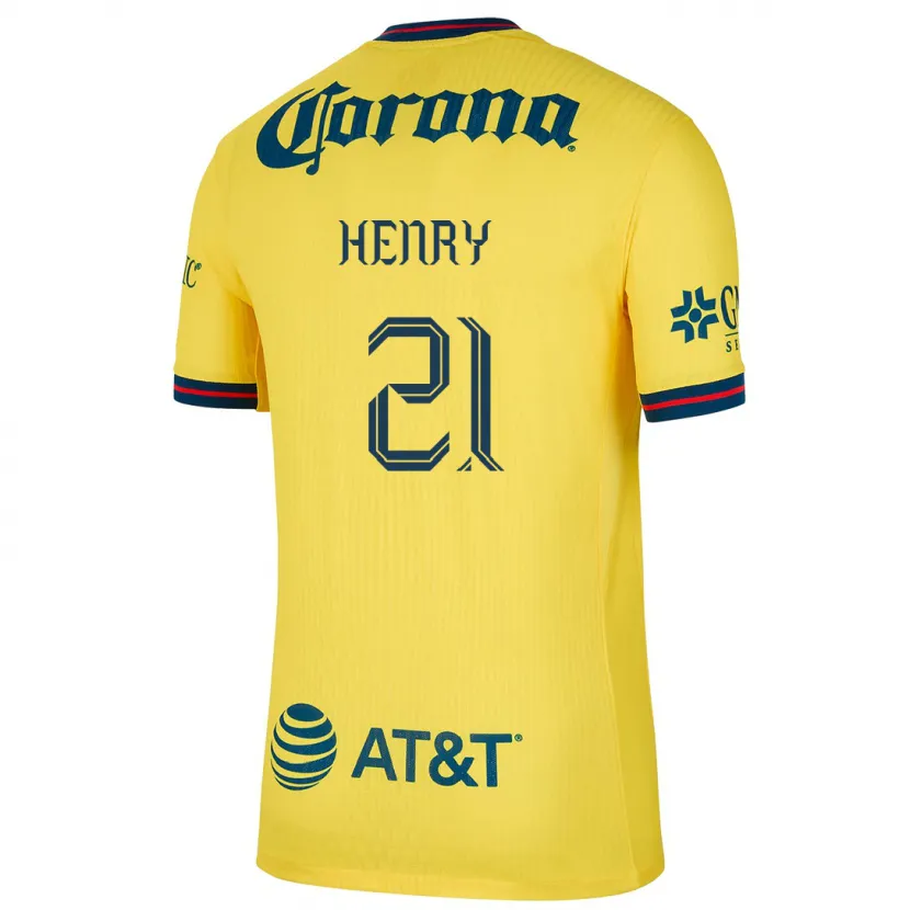 Danxen Bambino Maglia Henry Martín #21 Giallo Blu Kit Gara Home 2024/25 Maglietta