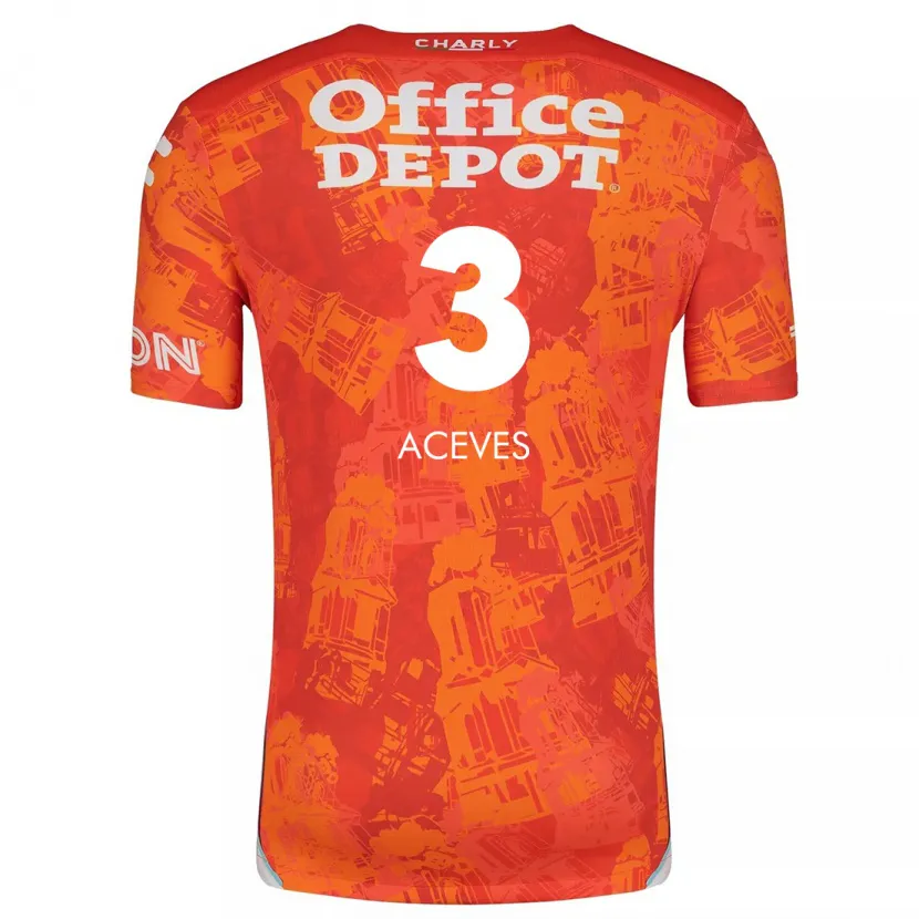 Danxen Bambino Maglia Alonso Aceves #3 Arancione Bianco Kit Gara Away 2024/25 Maglietta
