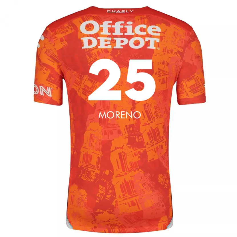 Danxen Bambino Maglia Carlos Moreno #25 Arancione Bianco Kit Gara Away 2024/25 Maglietta