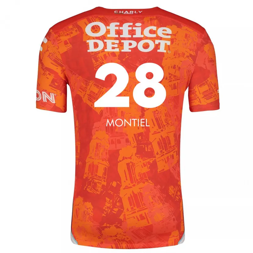 Danxen Bambino Maglia Elías Montiel #28 Arancione Bianco Kit Gara Away 2024/25 Maglietta