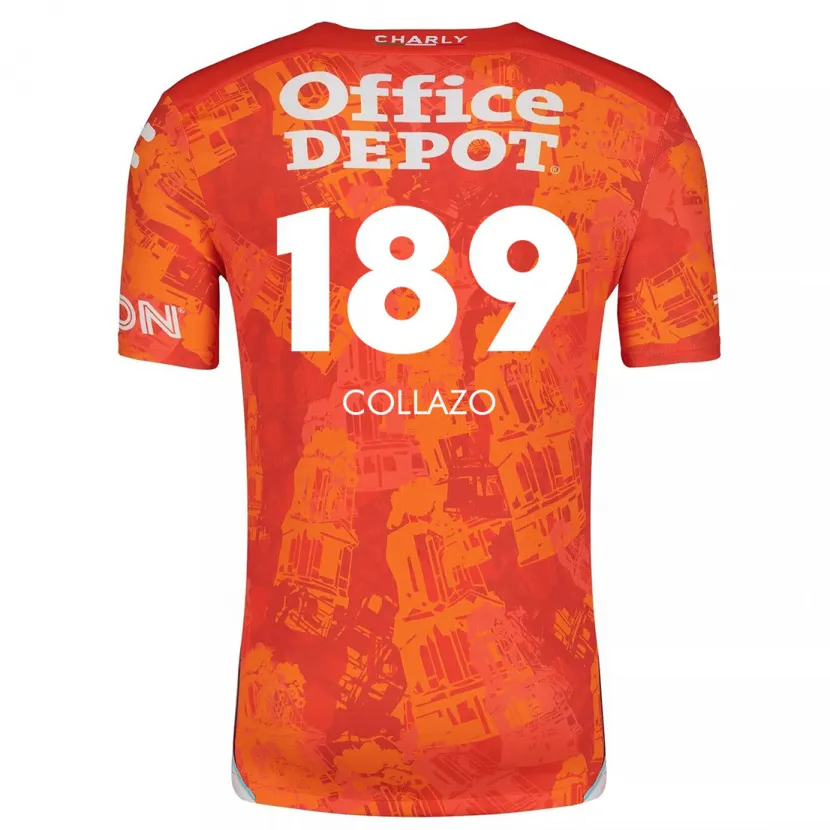 Danxen Bambino Maglia David Collazo #189 Arancione Bianco Kit Gara Away 2024/25 Maglietta