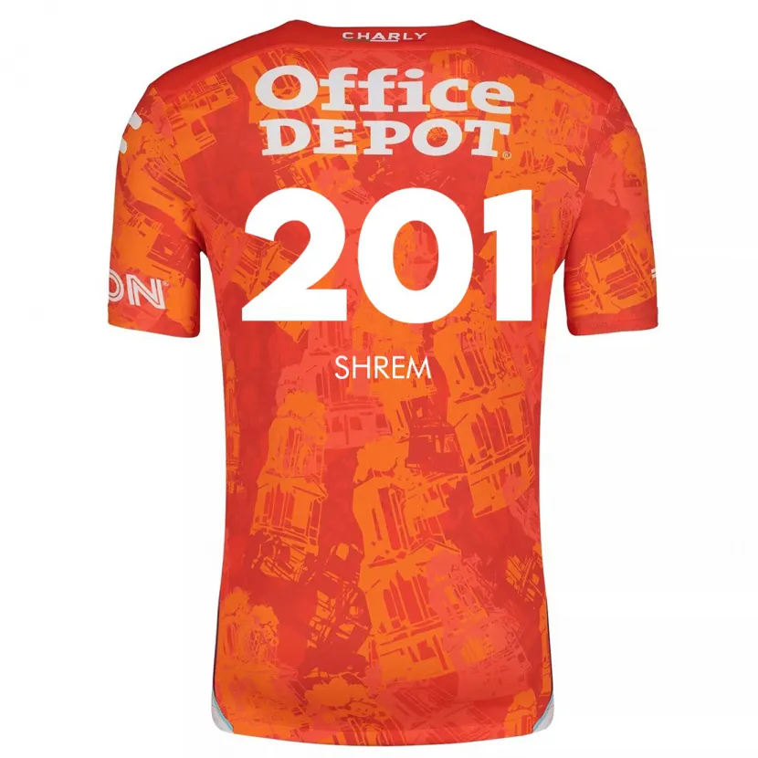 Danxen Bambino Maglia David Shrem #201 Arancione Bianco Kit Gara Away 2024/25 Maglietta