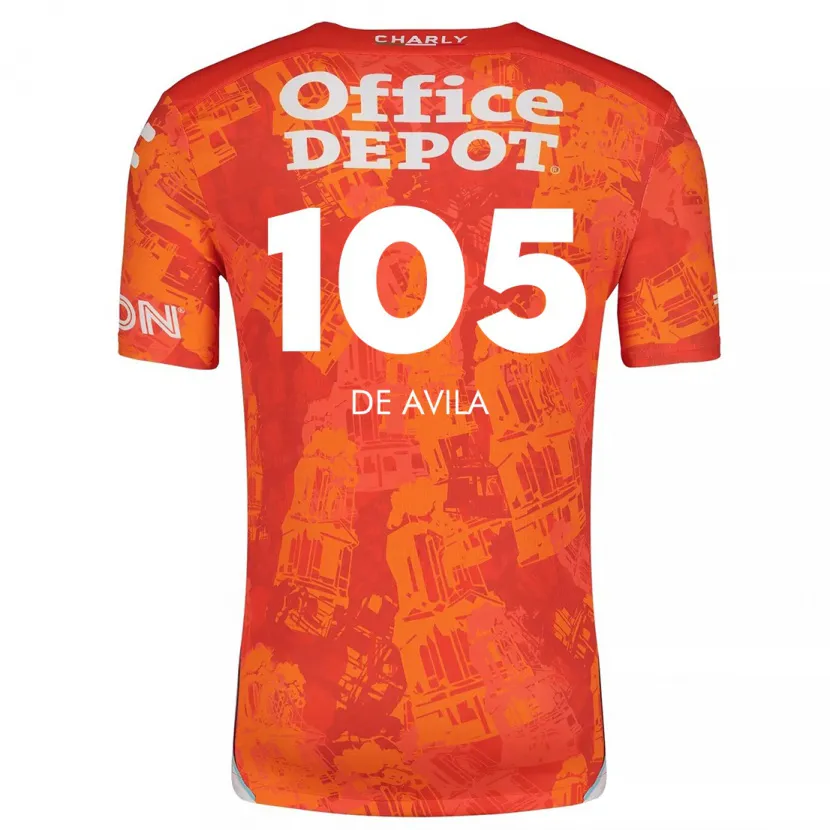 Danxen Bambino Maglia José De Ávila #105 Arancione Bianco Kit Gara Away 2024/25 Maglietta