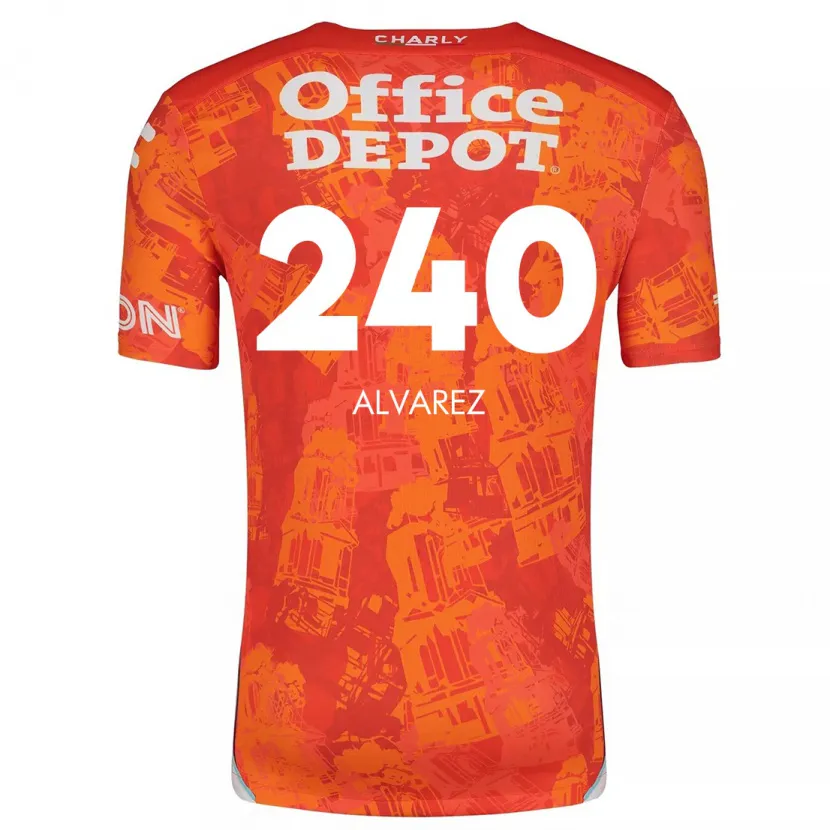 Danxen Bambino Maglia Gael Álvarez #240 Arancione Bianco Kit Gara Away 2024/25 Maglietta