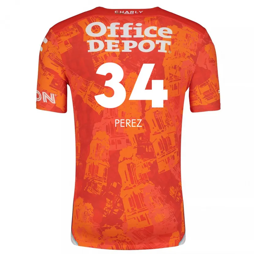 Danxen Bambino Maglia Julio Pérez #34 Arancione Bianco Kit Gara Away 2024/25 Maglietta