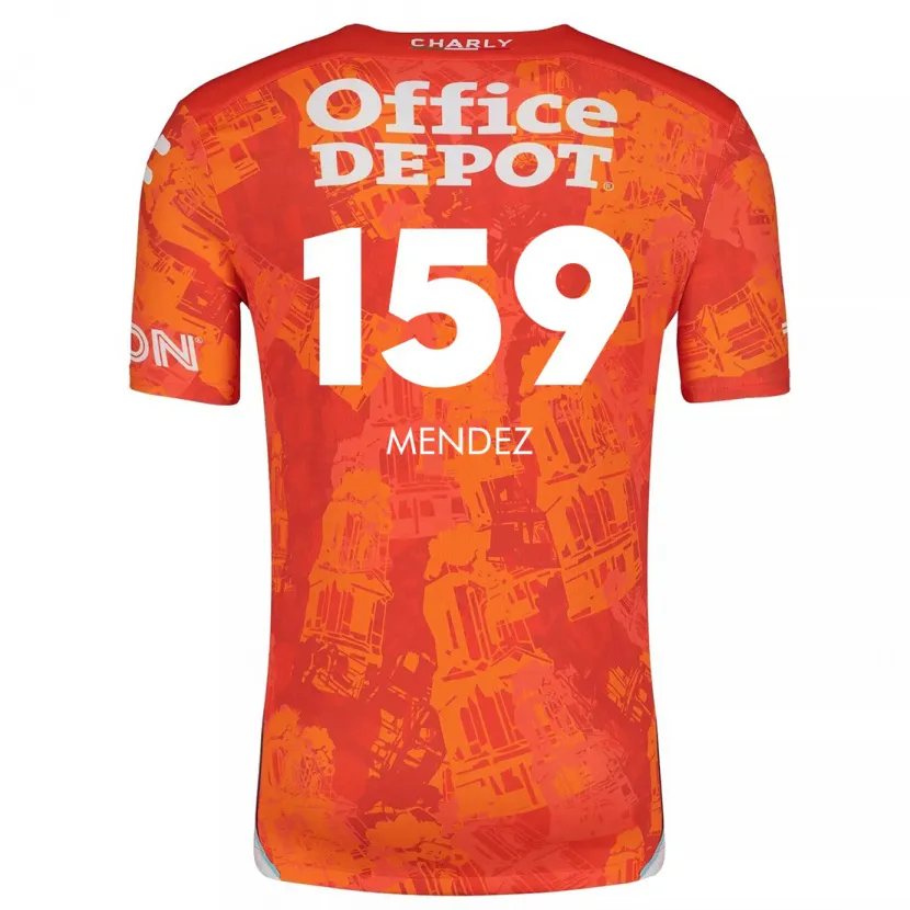 Danxen Bambino Maglia Daniel Méndez #159 Arancione Bianco Kit Gara Away 2024/25 Maglietta