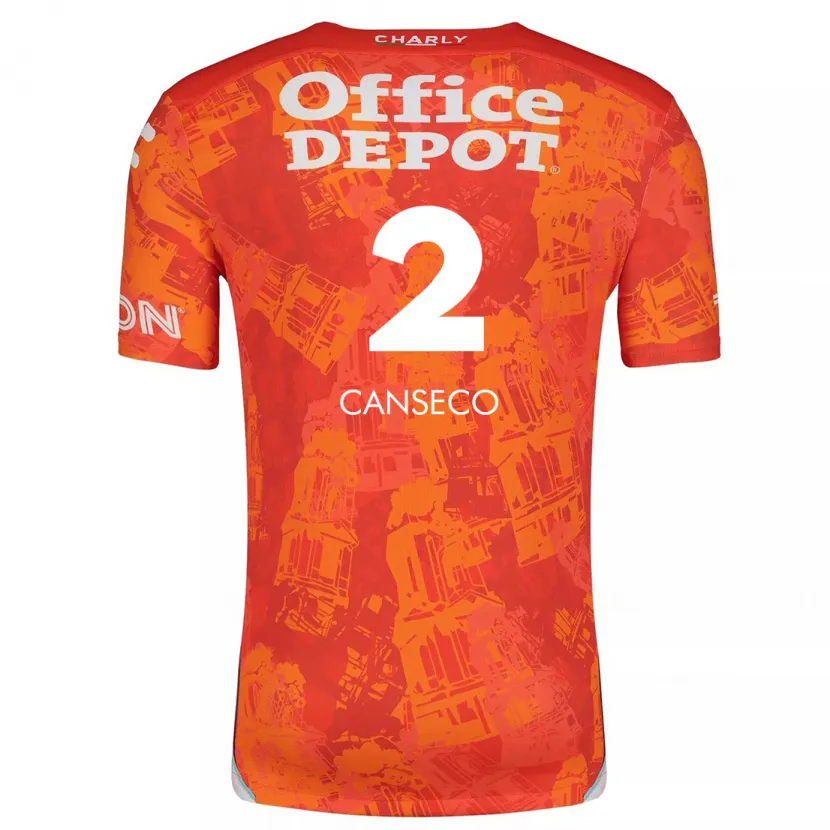 Danxen Bambino Maglia Fernanda Canseco #2 Arancione Bianco Kit Gara Away 2024/25 Maglietta