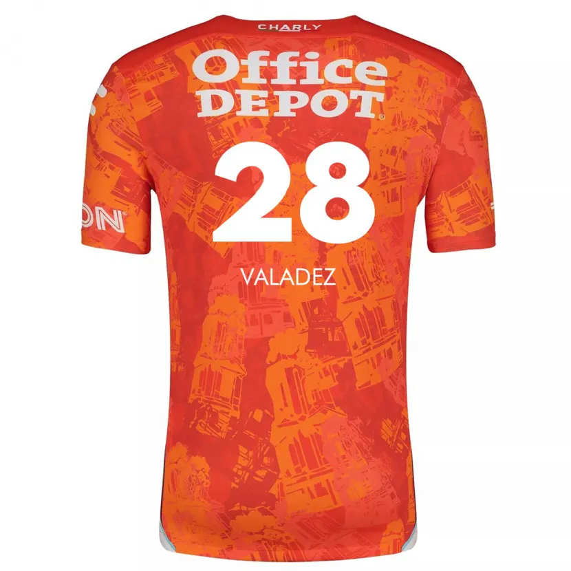 Danxen Bambino Maglia Julia Valadez #28 Arancione Bianco Kit Gara Away 2024/25 Maglietta