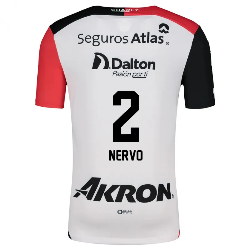 Danxen Bambino Maglia Hugo Nervo #2 Bianco Rosso Nero Kit Gara Away 2024/25 Maglietta