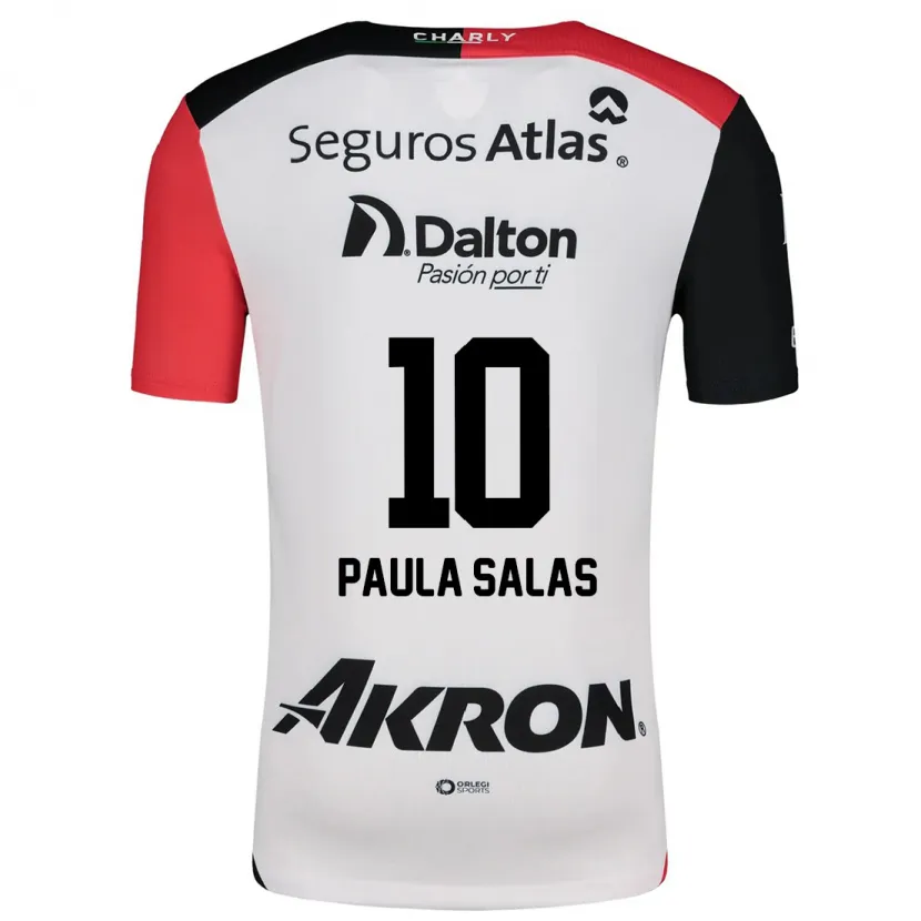 Danxen Bambino Maglia María Paula Salas #10 Bianco Rosso Nero Kit Gara Away 2024/25 Maglietta