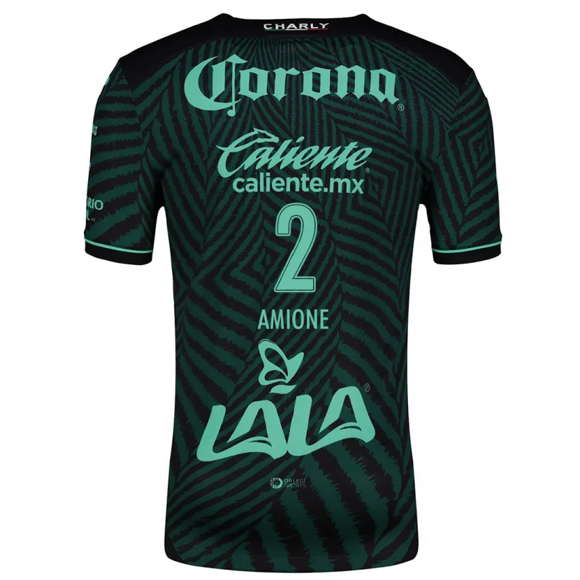 Danxen Bambino Maglia Bruno Amione #2 Nero Verde Kit Gara Away 2024/25 Maglietta