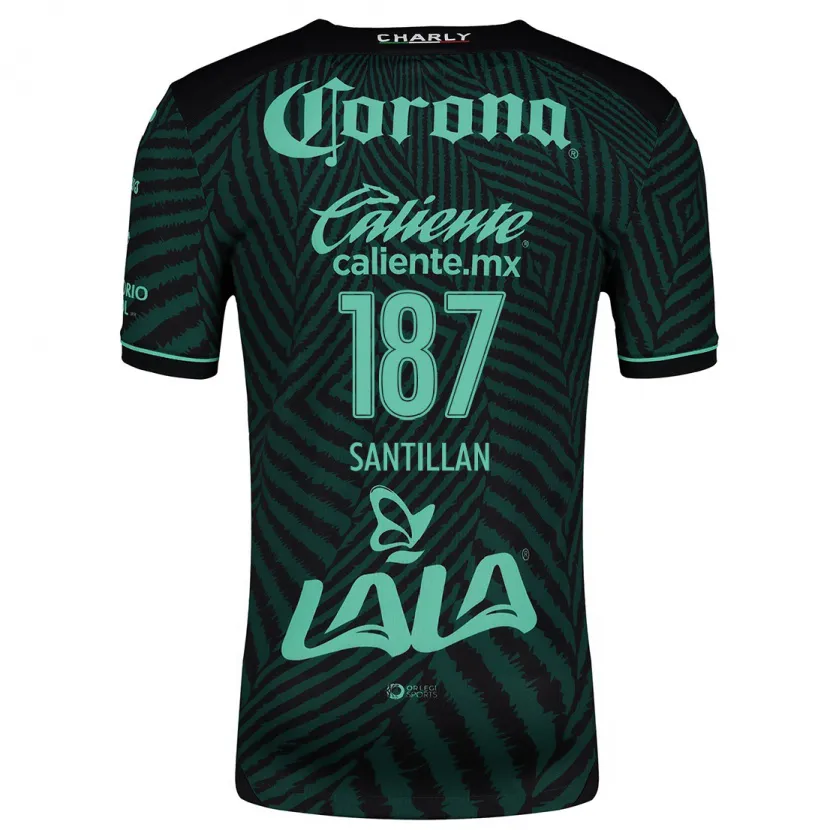 Danxen Bambino Maglia Emilio Santillán #187 Nero Verde Kit Gara Away 2024/25 Maglietta