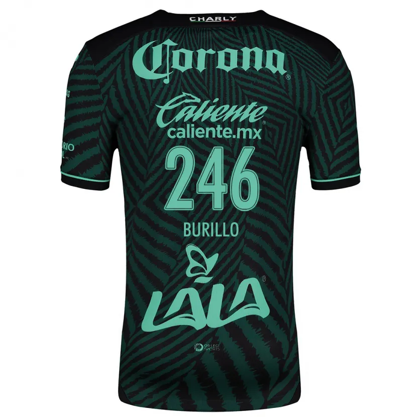 Danxen Bambino Maglia Juan Burillo #246 Nero Verde Kit Gara Away 2024/25 Maglietta