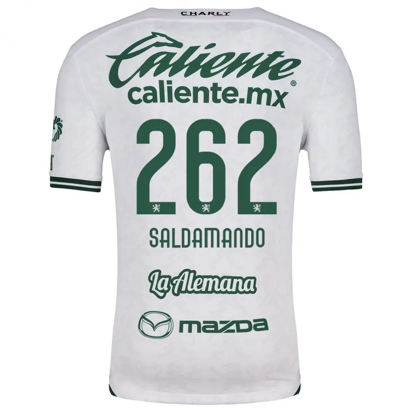 Danxen Bambino Maglia José Saldamando #262 Bianco Verde Kit Gara Away 2024/25 Maglietta