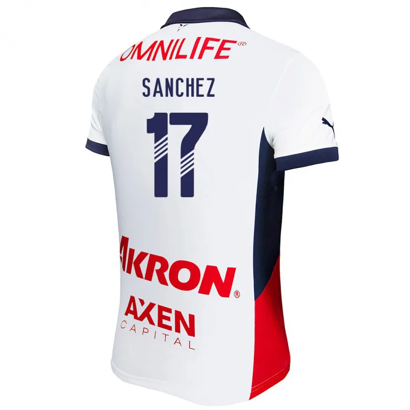 Danxen Bambino Maglia Jesús Sánchez #17 Bianco Rosso Blu Kit Gara Away 2024/25 Maglietta