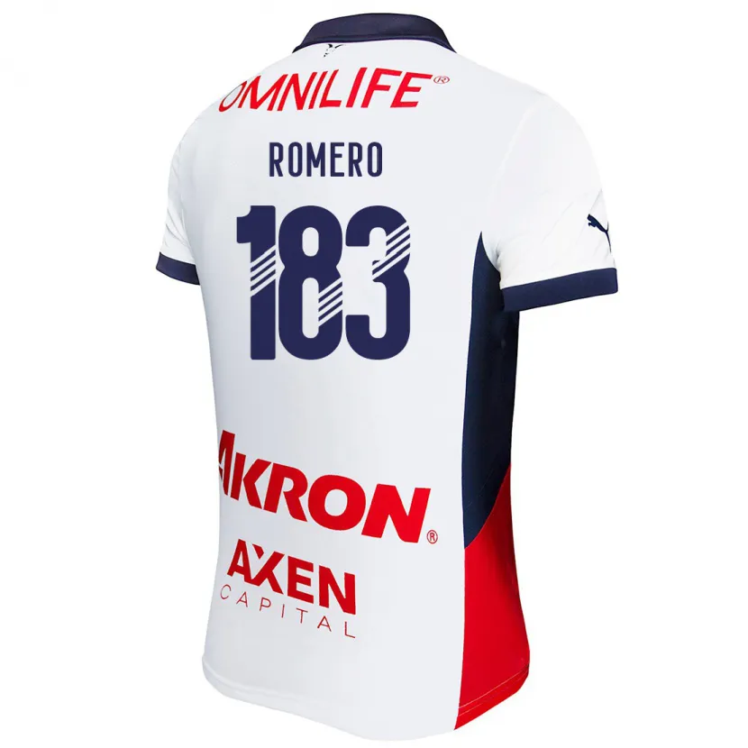 Danxen Bambino Maglia Javen Romero #183 Bianco Rosso Blu Kit Gara Away 2024/25 Maglietta