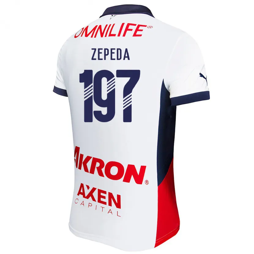 Danxen Bambino Maglia Carlos Zepeda #197 Bianco Rosso Blu Kit Gara Away 2024/25 Maglietta