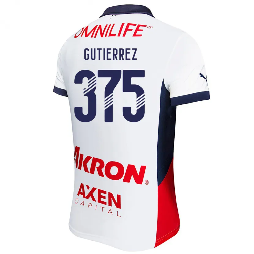 Danxen Bambino Maglia Gerson Gutiérrez #375 Bianco Rosso Blu Kit Gara Away 2024/25 Maglietta