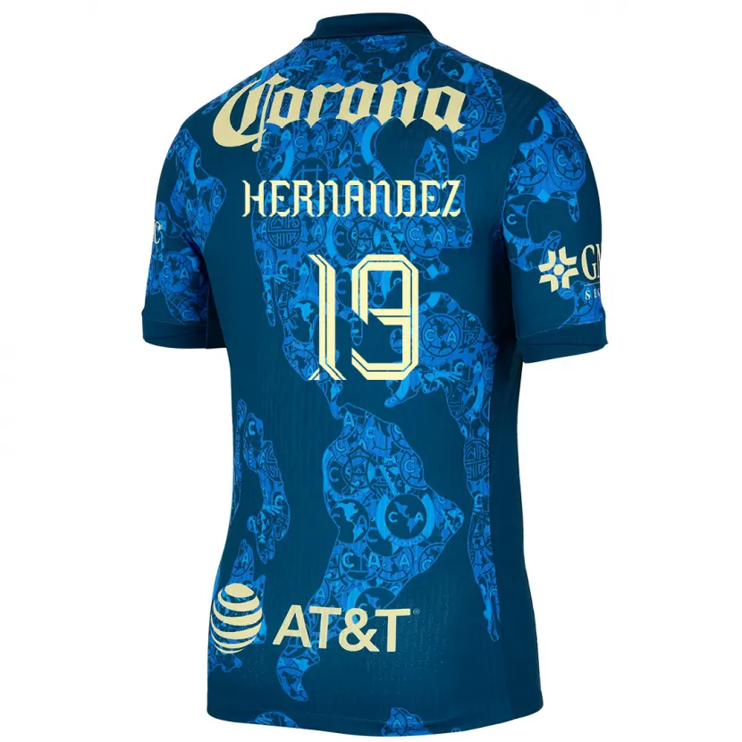 Danxen Bambino Maglia Illian Hernández #19 Blu Giallo Kit Gara Away 2024/25 Maglietta